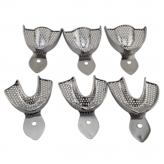 Dental Stainless Steel Metal Impression Trays Upper Lower Autoclavable Set